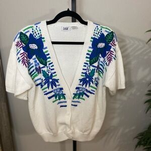 Vintage White Floral Women's Sweater